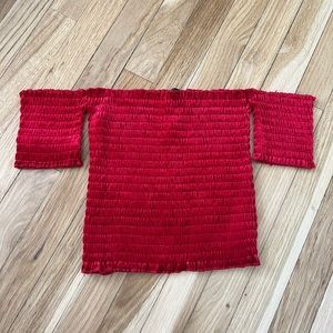 Pretty Little Thing Red Velvet Smocked Crop Top